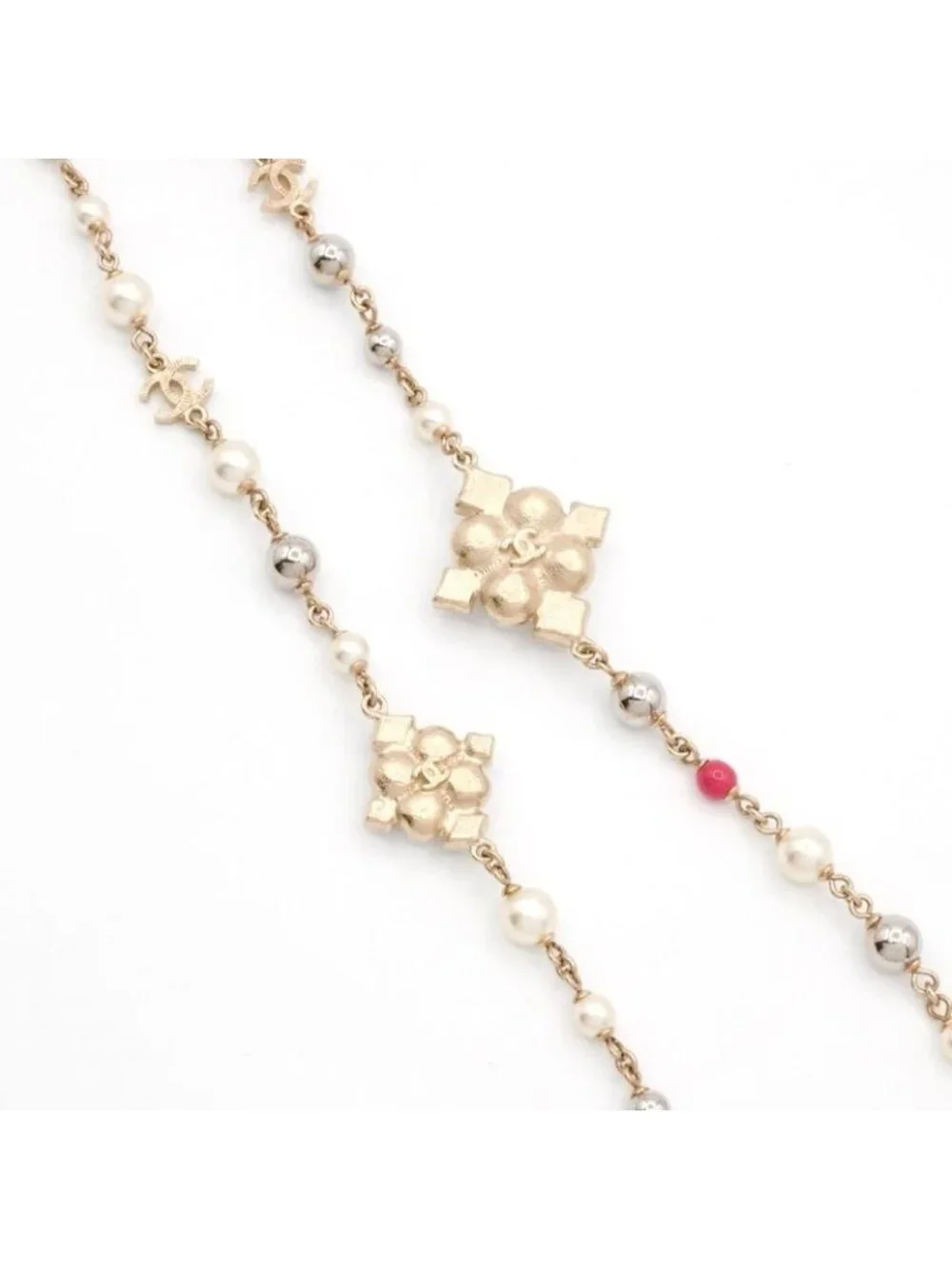 Chanel Choker Gold Silver Pink Coco Mark Long Necklace